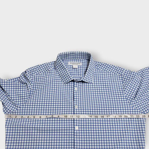 Mizzen + Main Leeward Performance Trim Dress Shirt Blue Orange Gingham Sz Large - Picture 11 of 14